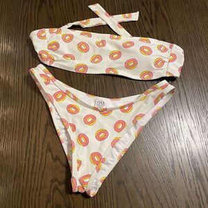 Odd Future logo white/pink donut bandeau bikini, size M
